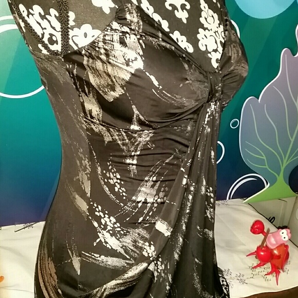 NWT Taboo body con drape silver& blk evening dress - Picture 4 of 8