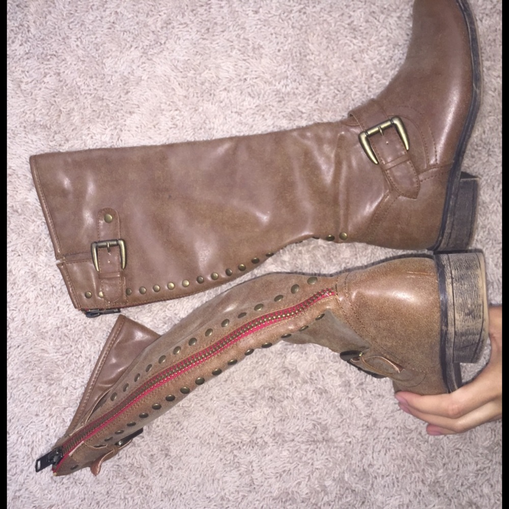 Brown madden girl boots knee high