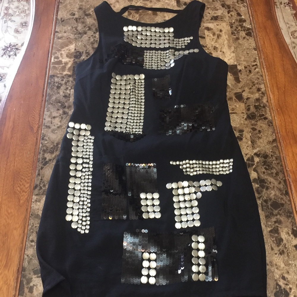 BEBE mini sequined black dress