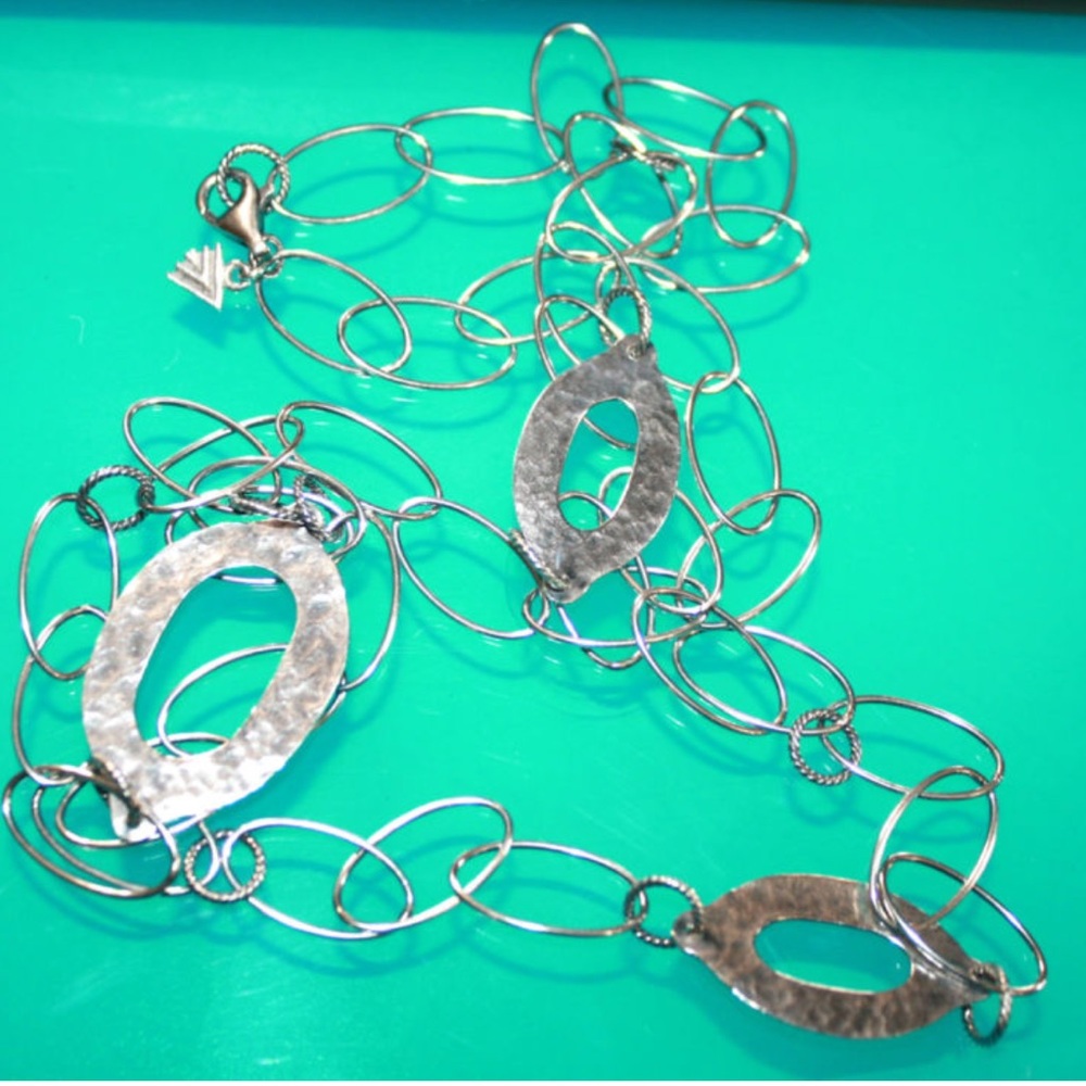 Silpada Oxidized Hammered SS Oval Link Necklace