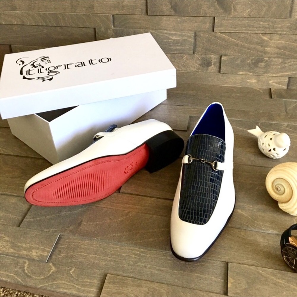 🔥FLASH  White and Navy Blue man shoes