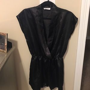 Black Satin Romper!!!!!!!!