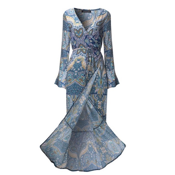 ✨HP✨ Erin Boho Paisley Floral Maxi Wrap Dress - Picture 5 of 8