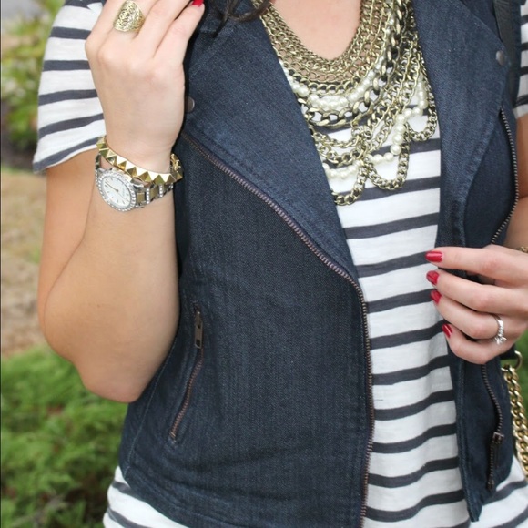 LOFT Other - LOFT - Dark Denim Moto Style Vest