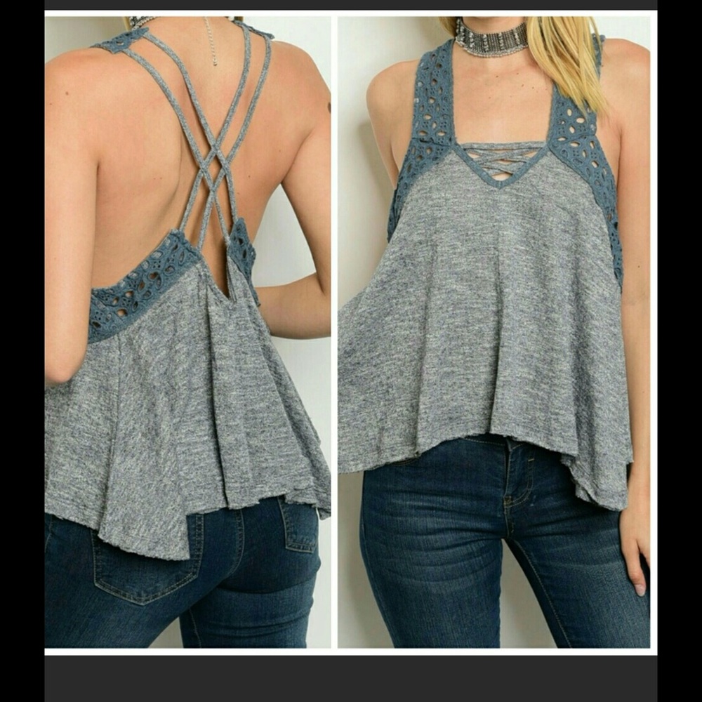 NEW ARRIVAL ‼️💥Eyelet trim hanky hem tank