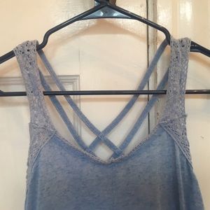 Cute, blue summer top with lace