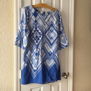 Blue and white dress