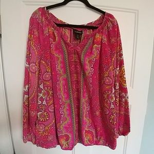 Lane Bryant Pink Print Blouse Size 18/20