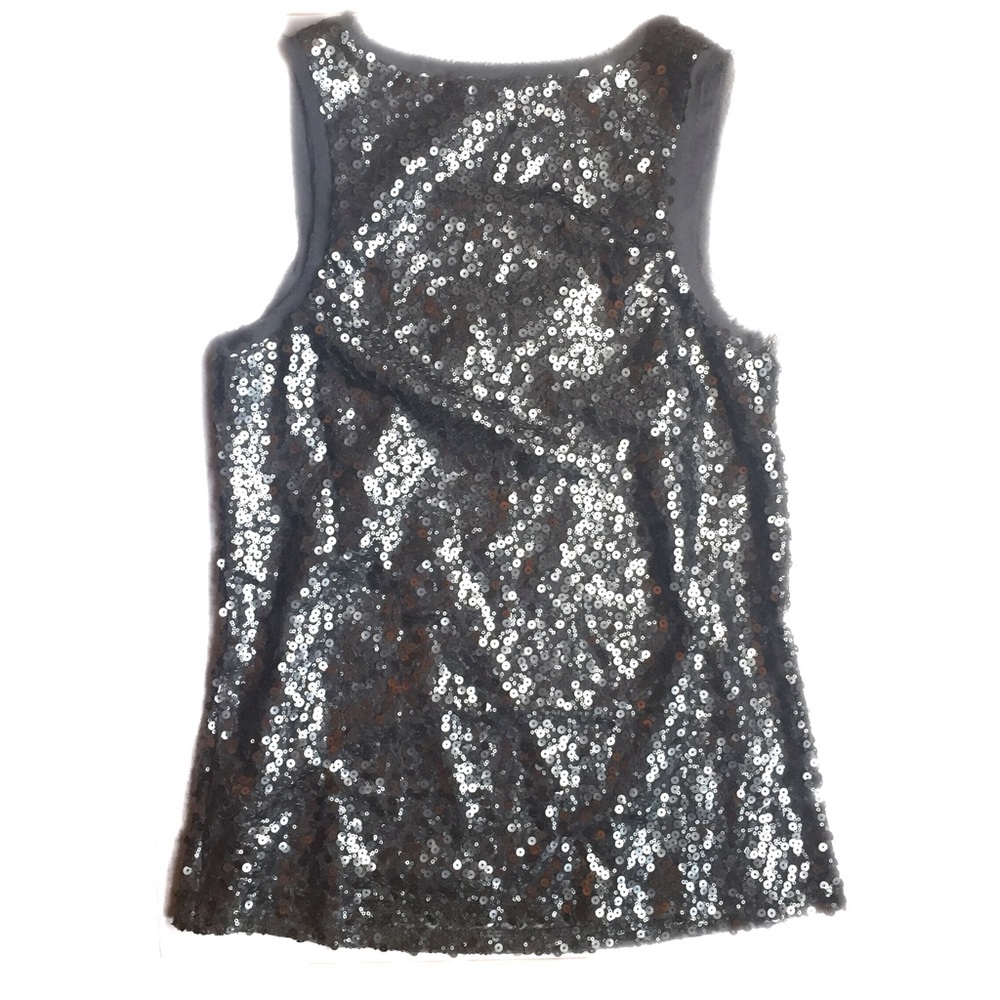 Silver Tank Top with Sequins and Fringe Large - Picture 2 of 4