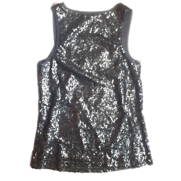 Silver Tank Top with Sequins and Fringe Large - Picture 2 of 4