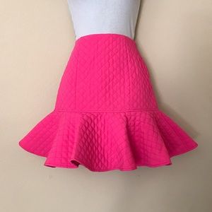 Pink Peplum Hem Quilted Mini Skirt