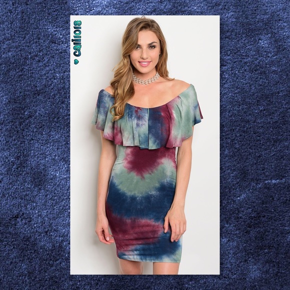 JUST IN🆕Gorgeous Multi Color Ruffle Off Shoulder - Picture 2 of 3