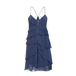 Aritzia Wilfred Silk Tiered Grey/Blue dress