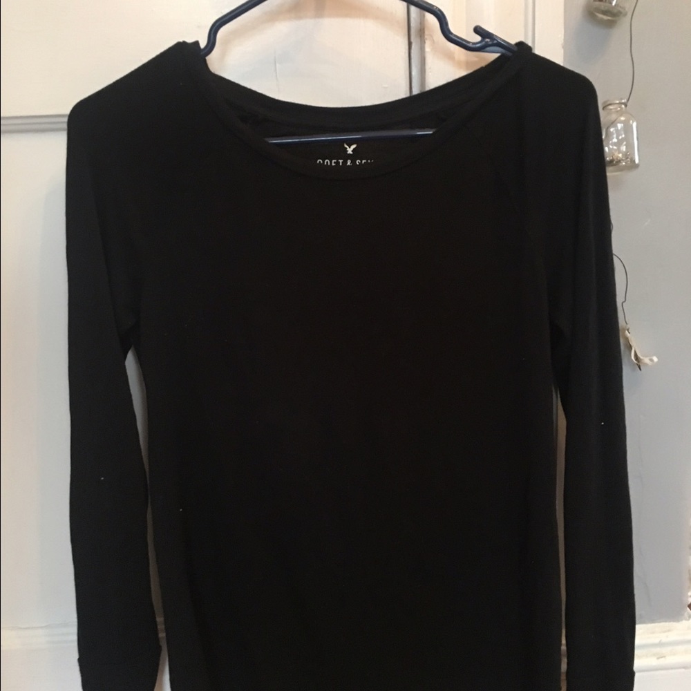 Plain black, long sleeve t-shirt