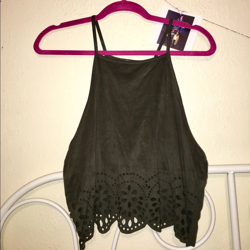 suede crop top