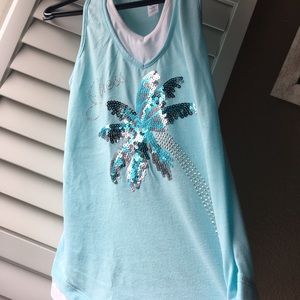 Child's teal and white tank top