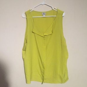 Worthington Plus Chartreuse Sleeveless Blouse