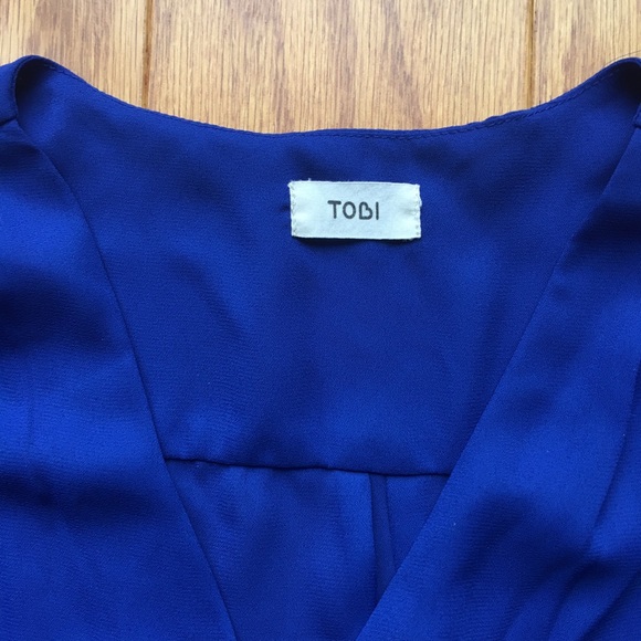 NWOT blue chiffon button down blouse - Picture 4 of 4