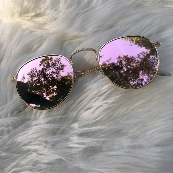 boutique Accessories - 2/$14 Rose Gold Pink Mirrored Round Sunglasses
