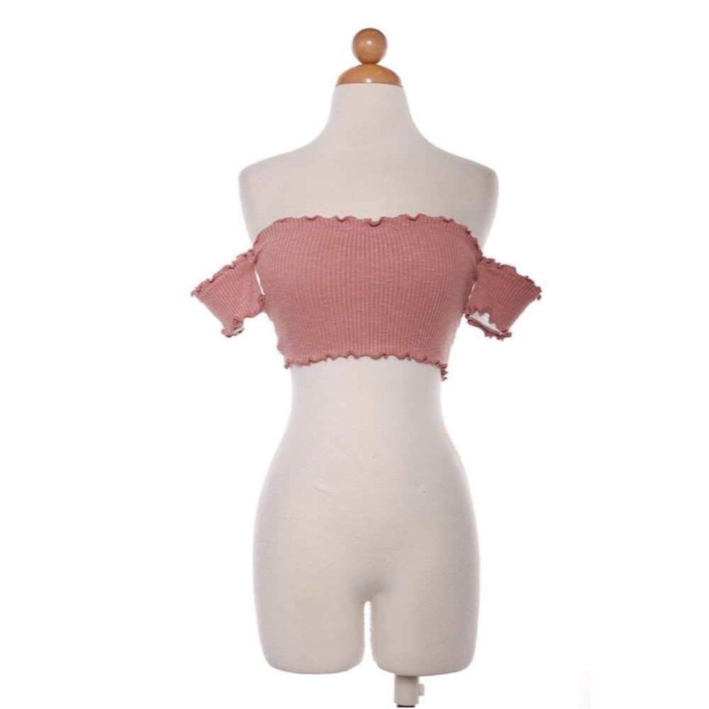 🚫Sold🚫Wavy Crop Top - Rose - Picture 1 of 4