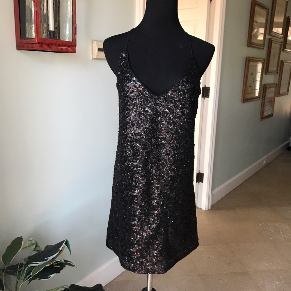 Etiquette boutique black sequence dress