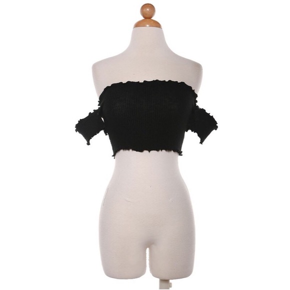 LF Tops - Wavy Crop Top - Black LF Tops - Wavy Crop Top - Black