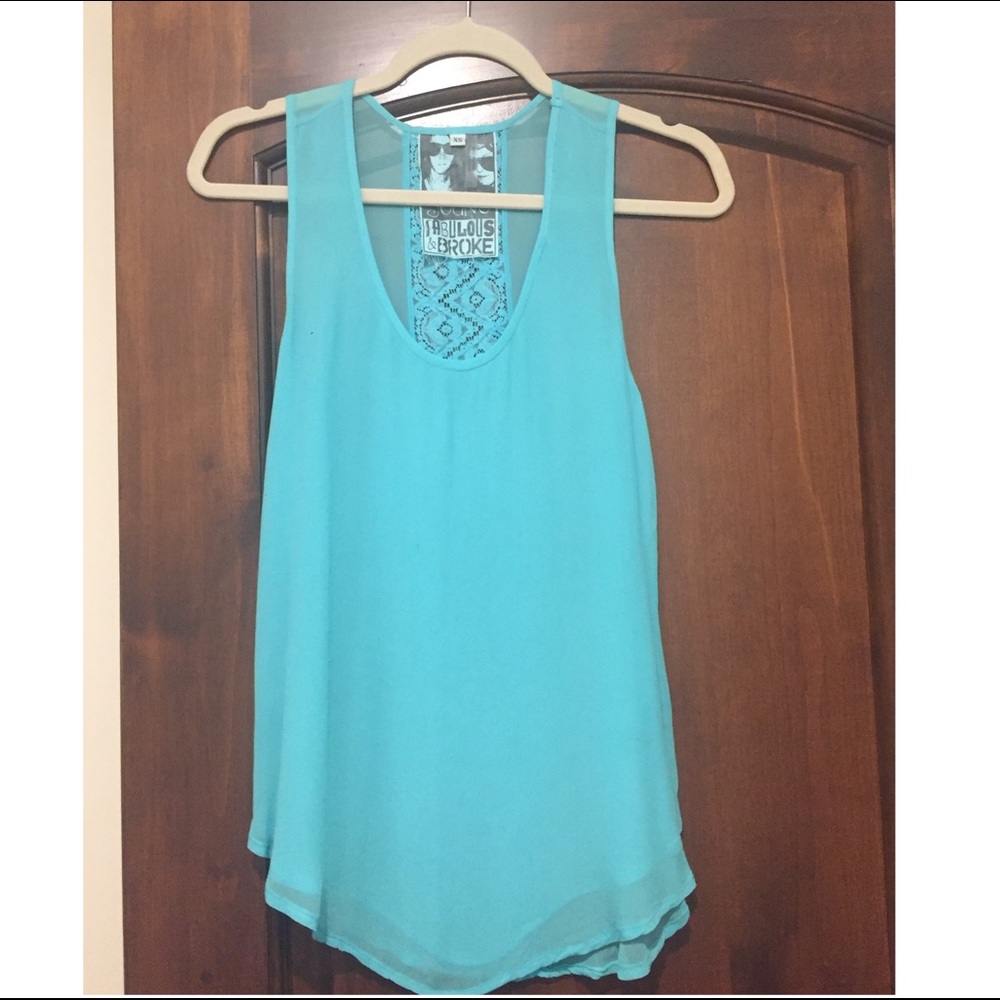 Young, Fabulous & Broke turquoise blouse tank