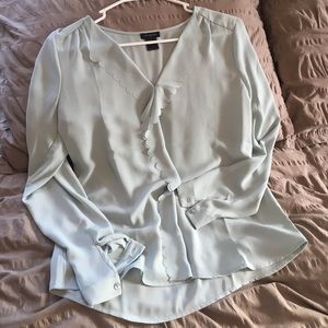 XS  Ann Taylor long sleeve robins egg blue top