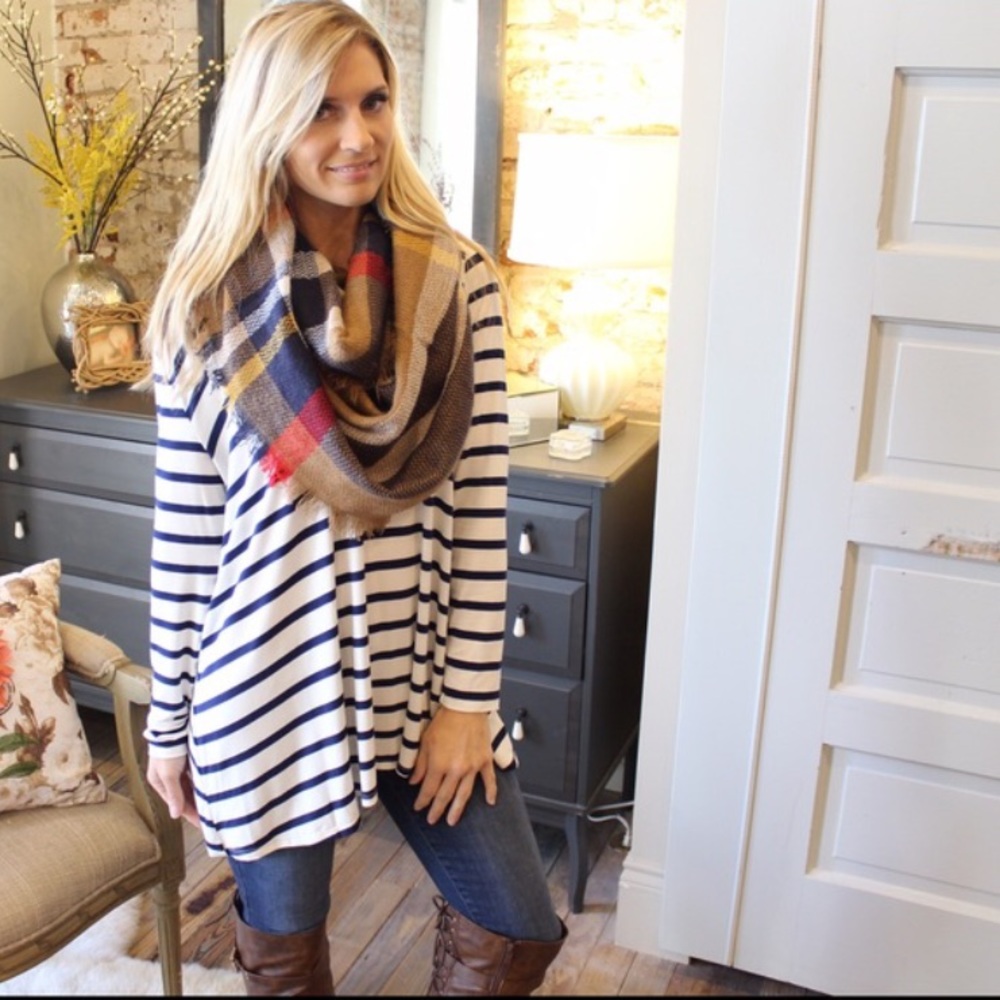 Sold Out!! Classic Striped Tunic in Navy - Picture 2 of 6