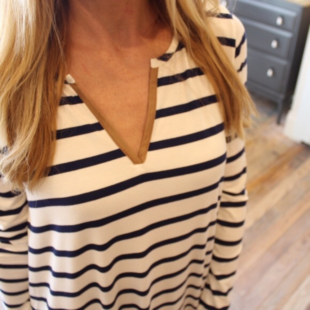 Sold Out!! Classic Striped Tunic in Navy - Picture 3 of 6