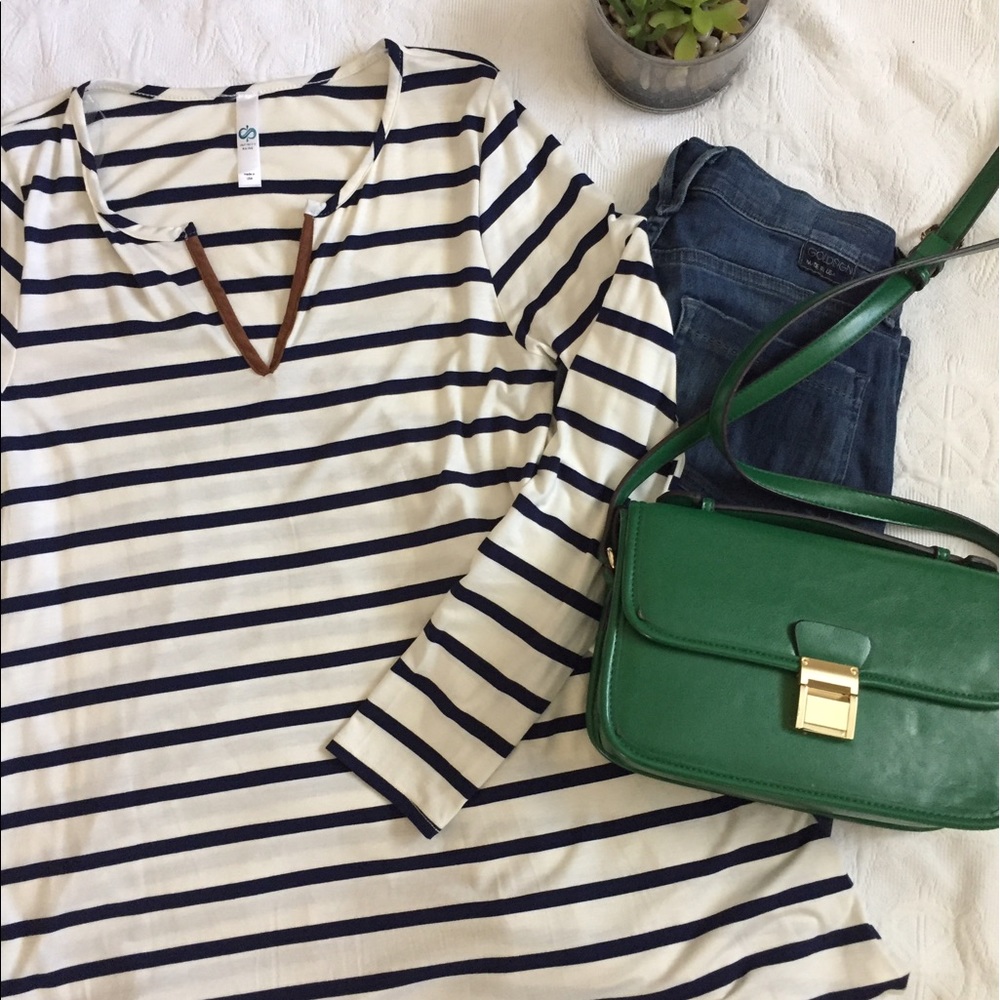Sold Out!! Classic Striped Tunic in Navy - Picture 4 of 6