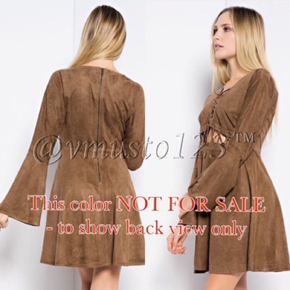 FAUX SUEDE TIE UP MINI DRESS - Picture 2 of 2