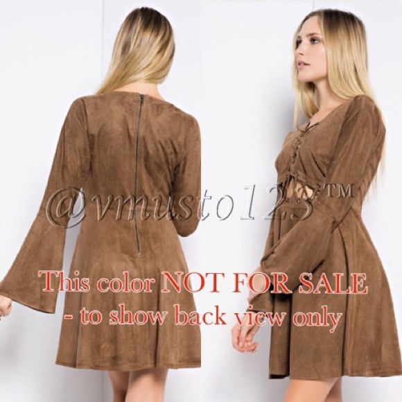 FAUX SUEDE TIE UP MINI DRESS - Picture 2 of 2