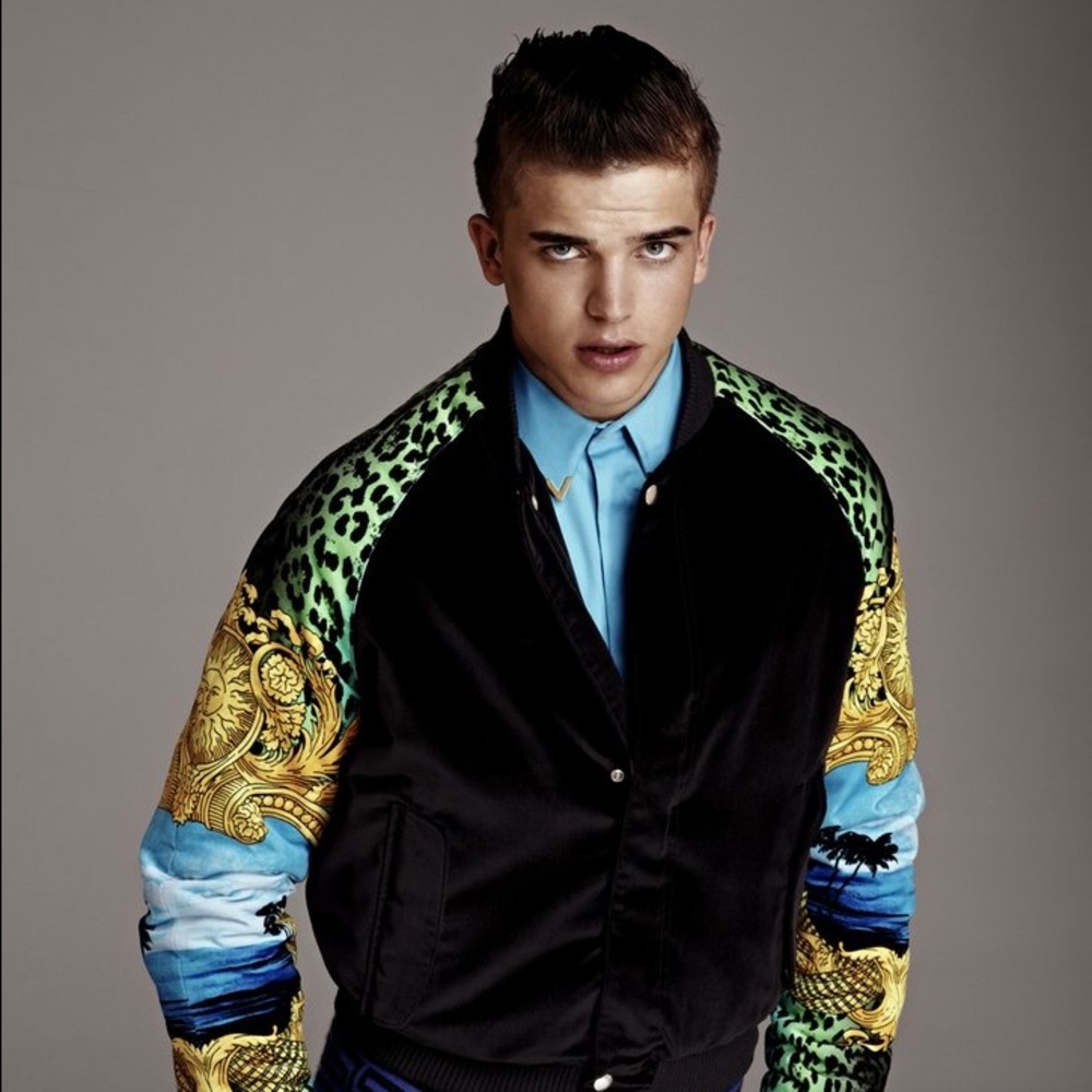 ❌SOLD❌ Versace H&M Blue Suit Shirt Gold Collar