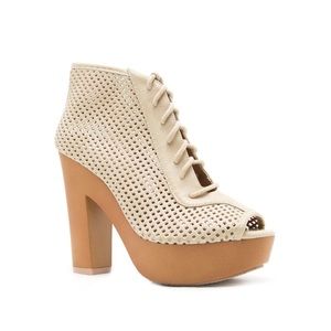 Perf lace up booties w/ wood heel (new w/o box)