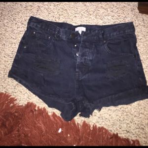 Distressed High Waisted Jean Shorts