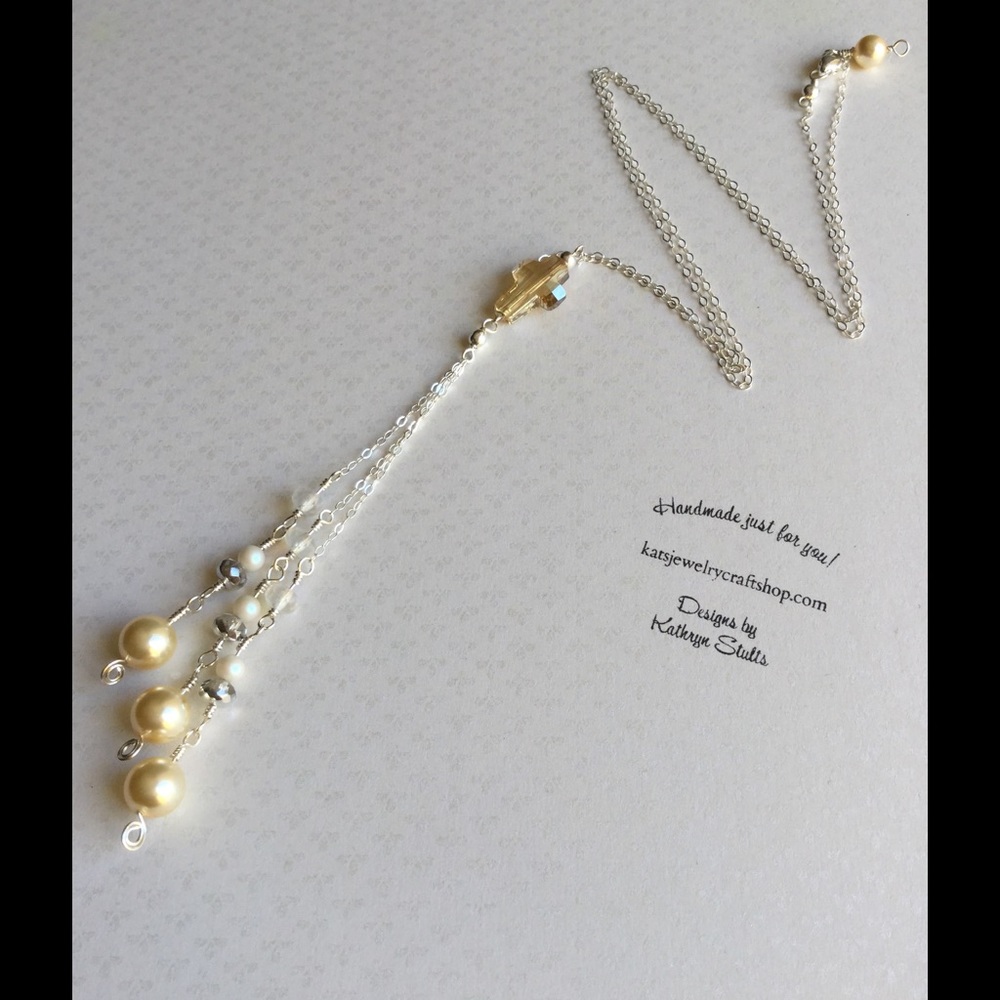 Cross lariat necklace- Sterling Silver