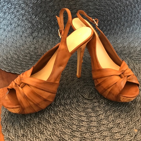Aldo Shoes - Cognac cork 5 inch heels by Aldo size 39/8