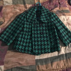 black and green houndstooth pea coat
