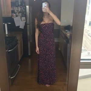Navy and Orange/Peach Maxi Dress