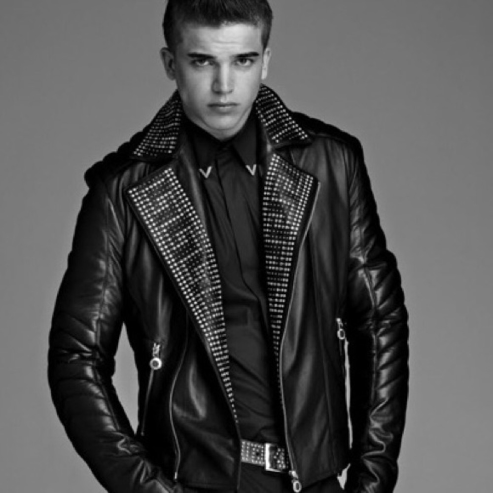 Versace HM leather stud jacket small