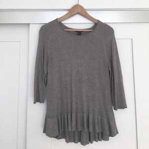 Fine knit ruffled sweater