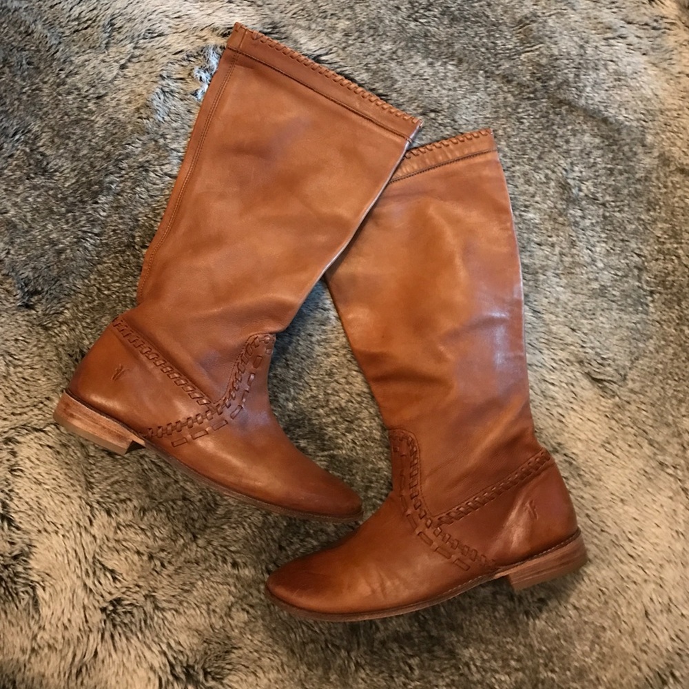 Frye Stitch Brown Riding Boots