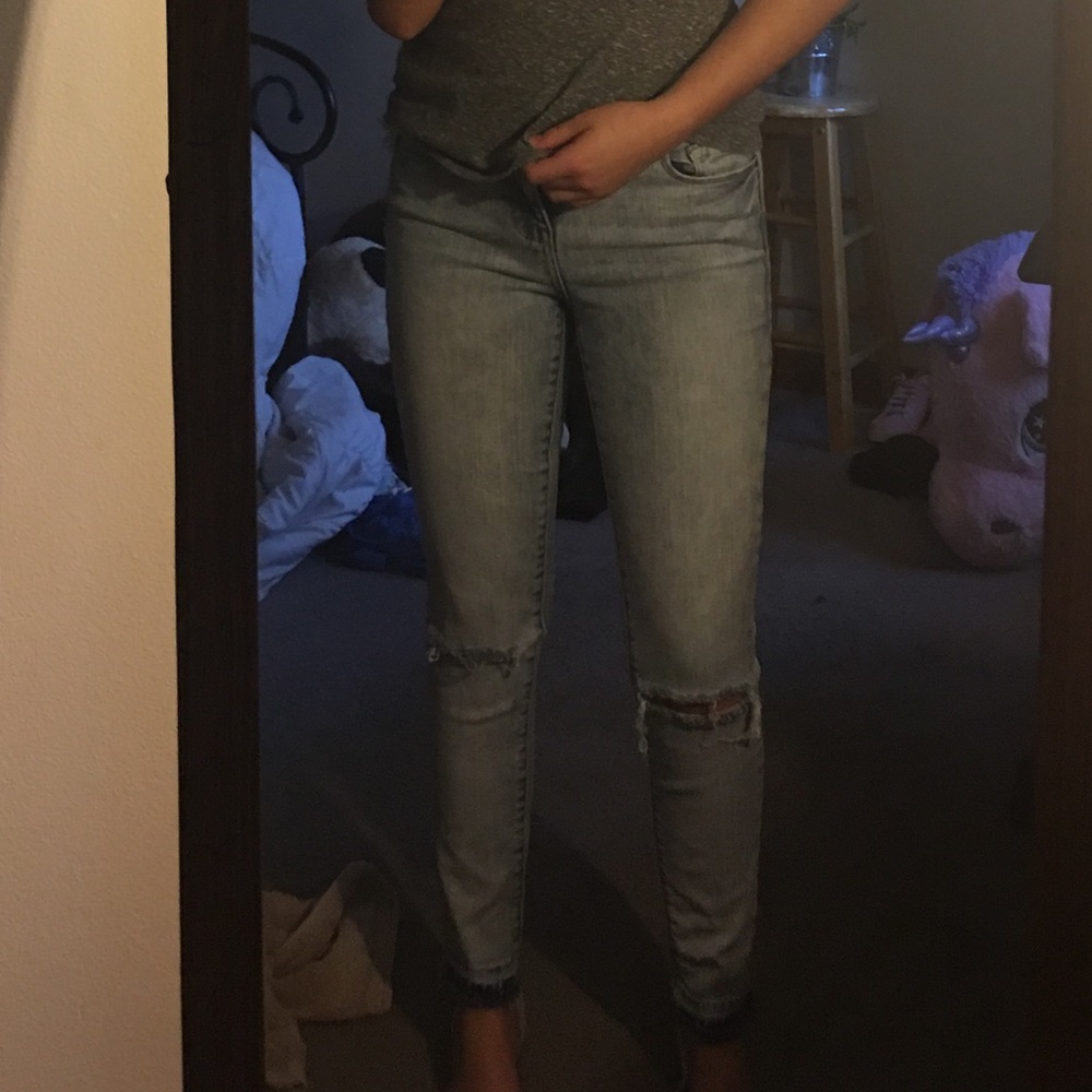 mid waisted acid wash jeans