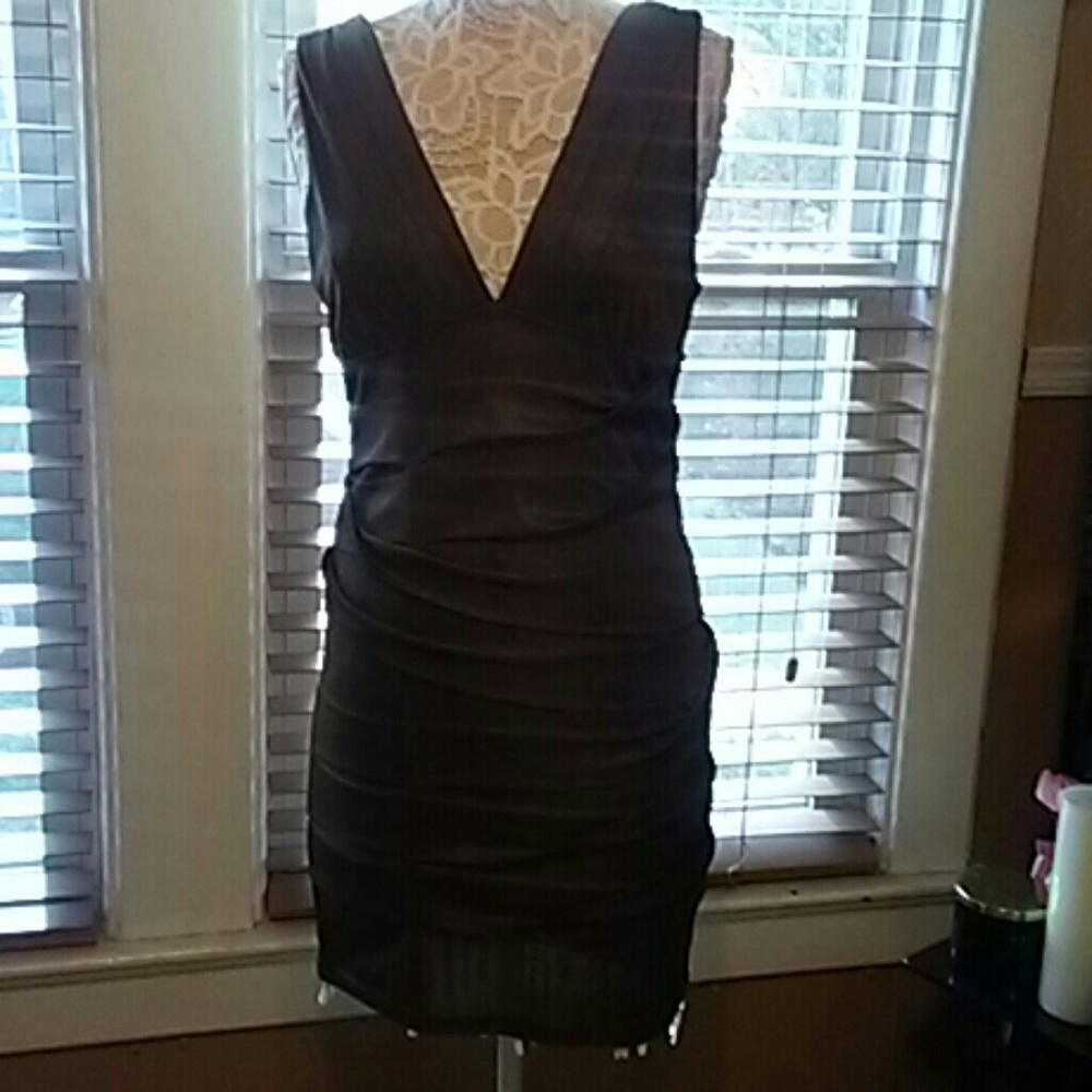 Copper shimmer tank type ruched dress