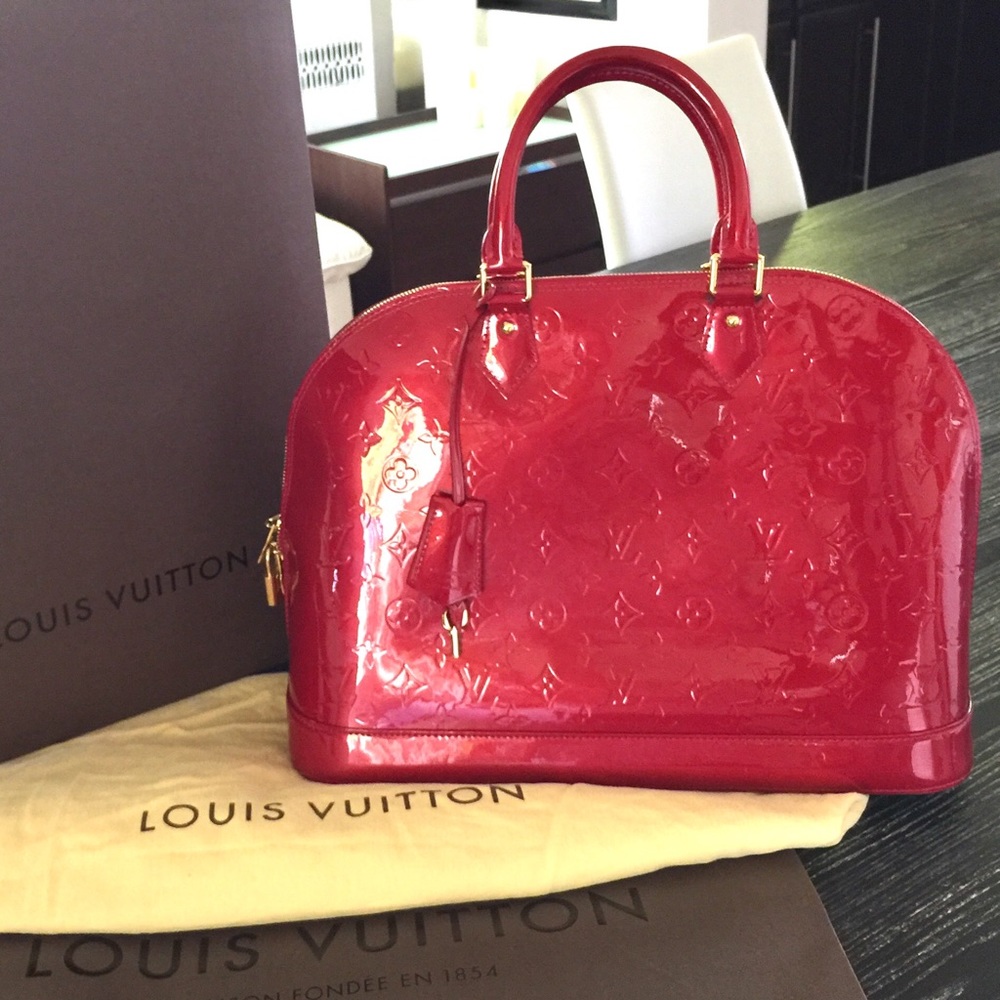LOUIS VUITTON Alma Monogram Red Vernis Leather GM