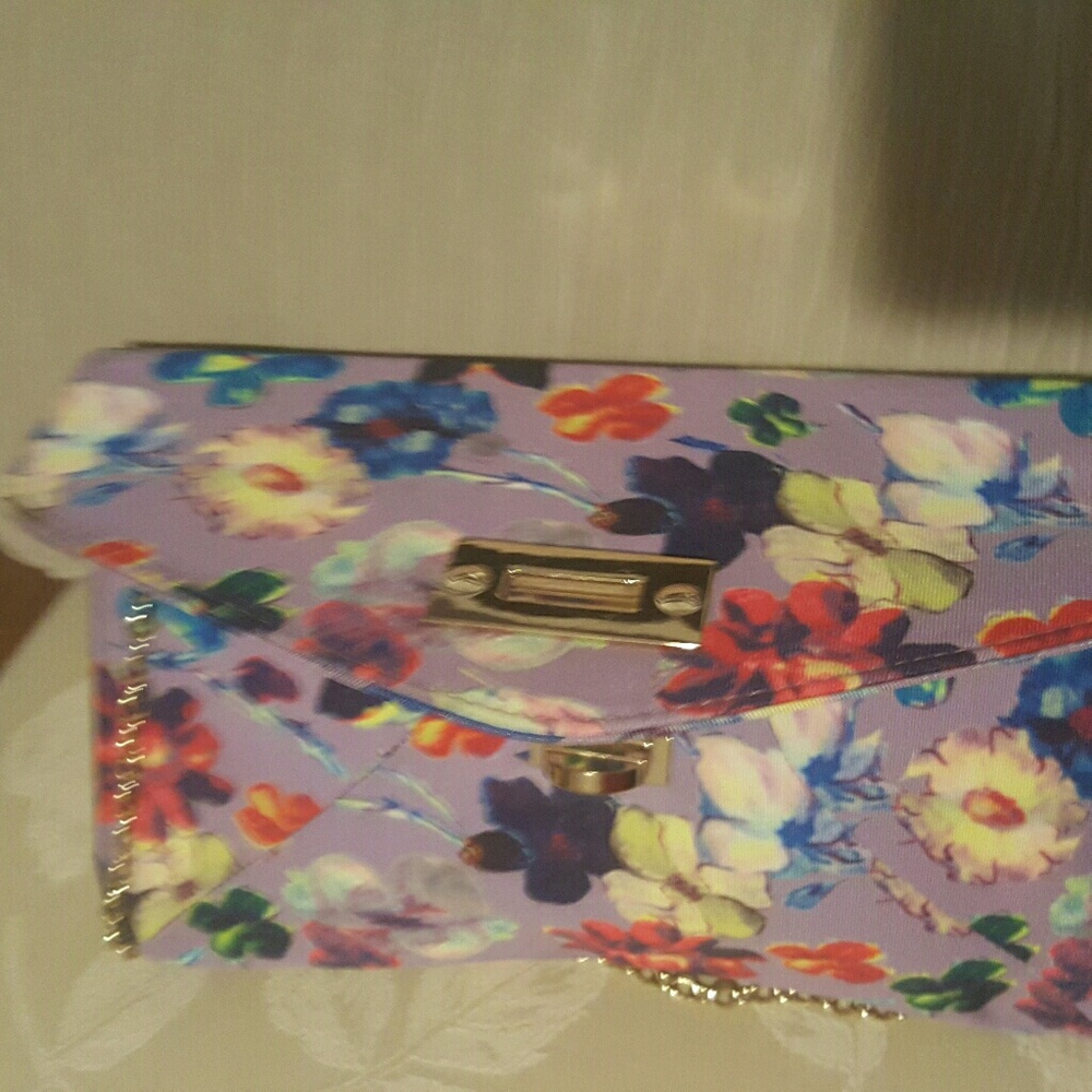 Aldo flora print envelope clutch with chain