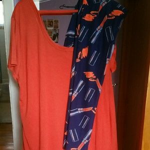 Lularoe TC leggings and a matching shirt