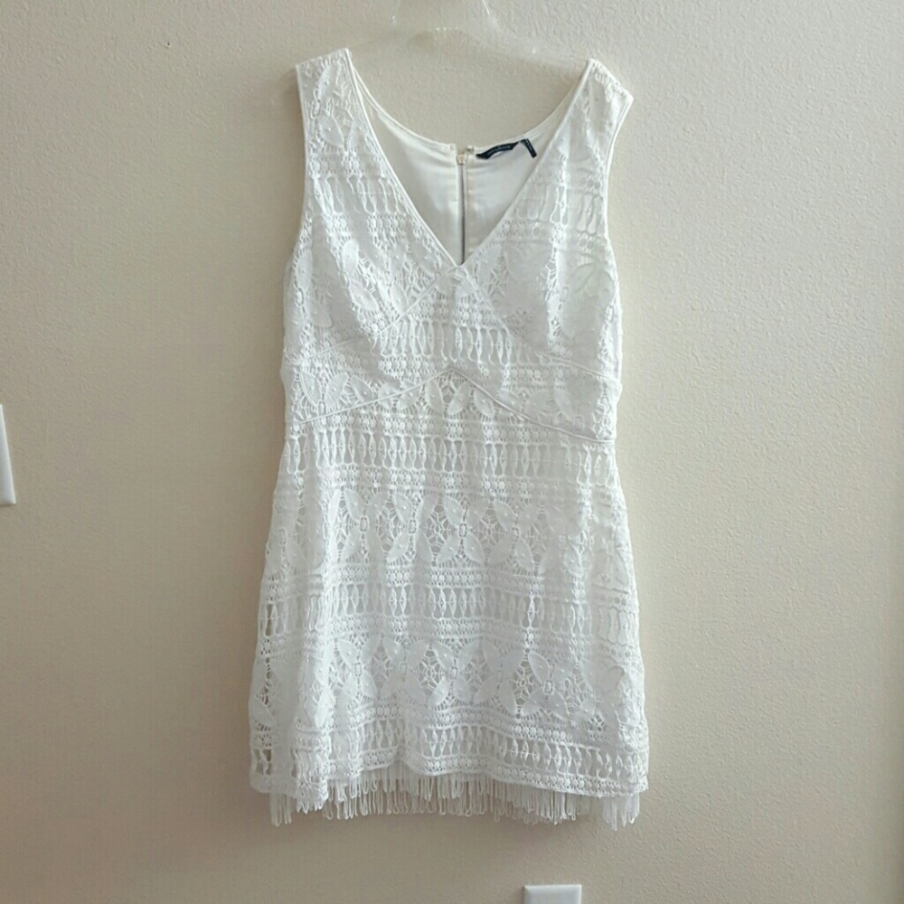 White lace fringe dress