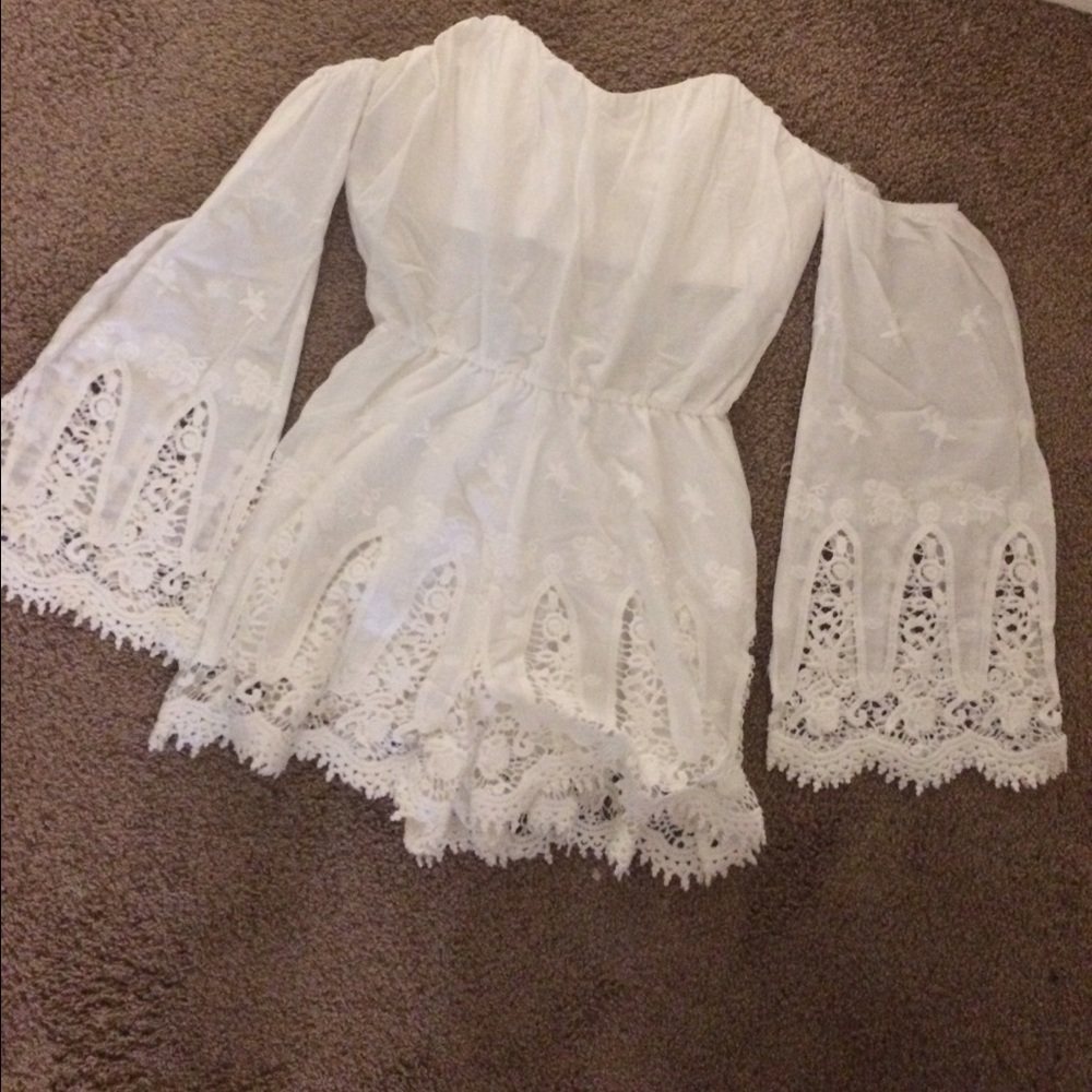 Strapless white romper